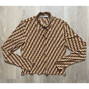 Retro Festival Geometric Psychedelic Zara Blouse Long Sleeve Women’s Medium.